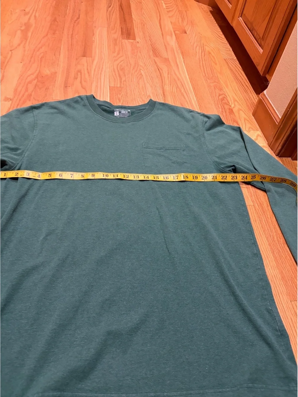 Men's dark green Carhartt long-sleeve pocket t-shirt Large Tall pocket crew neck